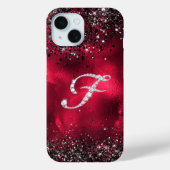 クリスタルスタイリッシュラインストーン文字Fレッドブラック Case-Mate iPhoneケース (裏面)