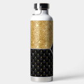 クリスタルスタイリッシュ金ゴールドフェイクブラックダイヤモンドモノグラム ウォーターボトル (右面)
