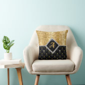 クリスタルスタイリッシュ金ゴールドフェイクブラックダイヤモンドモノグラム クッション (椅子)