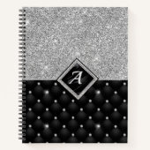 クリスタルスタイリッシュ銀フェイクブラック・ダイヤモンド・モノグラム ノートブック (正面)