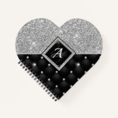 クリスタルスタイリッシュ銀フェイクブラック・ダイヤモンド・モノグラム ノートブック (正面)