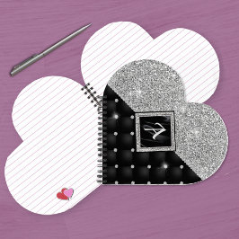 クリスタルスタイリッシュ銀フェイクブラック・ダイヤモンド・モノグラム ノートブック