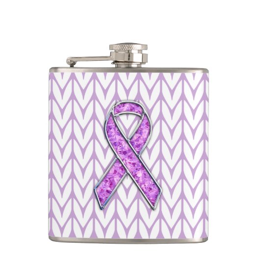 クリスタルスタイルピンクリボン認識度ニット フラスク (正面)