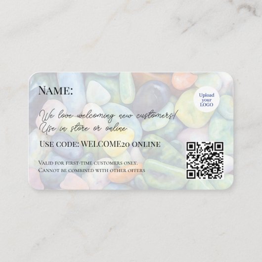 クリスタルストーンを初めて賞品インスパイアする 割引カード (裏面)