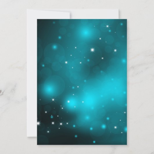 クリスタルスノーフレークティール(緑がかった色)クリスマスパーティー招待状 招待状 (裏面)