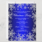 クリスタルスノーフレークブルークリスマスパーティー招待状 招待状 (正面)