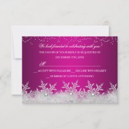 クリスタルスノーフレークホットピンククリスマスパーティーRSVP 出欠カード