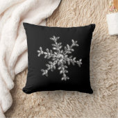 クリスタルスノーフレークホリデークッションインブラック クッション (ブランケット)