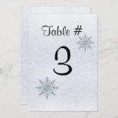 クリスタルスノーフレーク冬のウェディングテーブル番号 招待状 (正面/裏面)