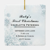 クリスタルスノーフレーク初めてのクリスマスベビー写真 セラミックオーナメント (裏面)