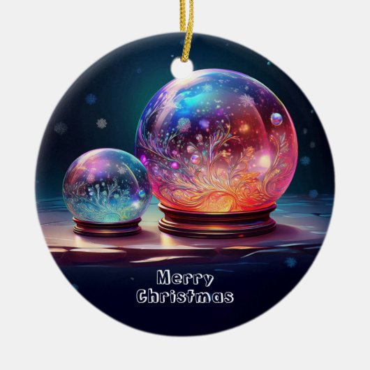 クリスタルスノーボール クリスマス ホリデー オーナメント (正面)