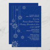 クリスタルスノー結婚フレークスブルーブライダルシャワー 招待状 (正面/裏面)