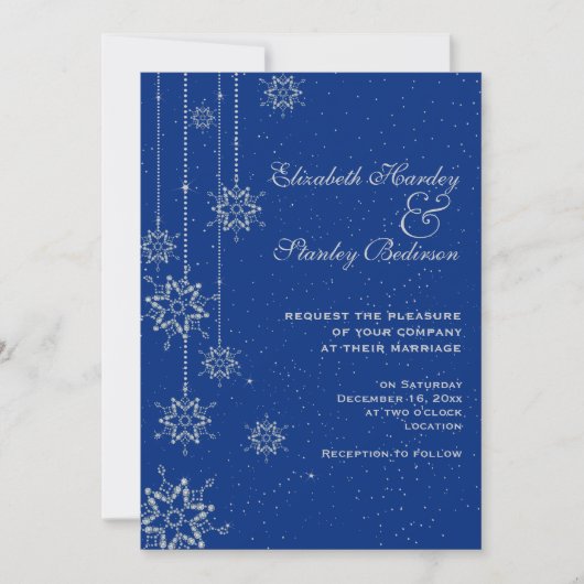 クリスタルスノー結婚フレークブルー 招待状 (正面)