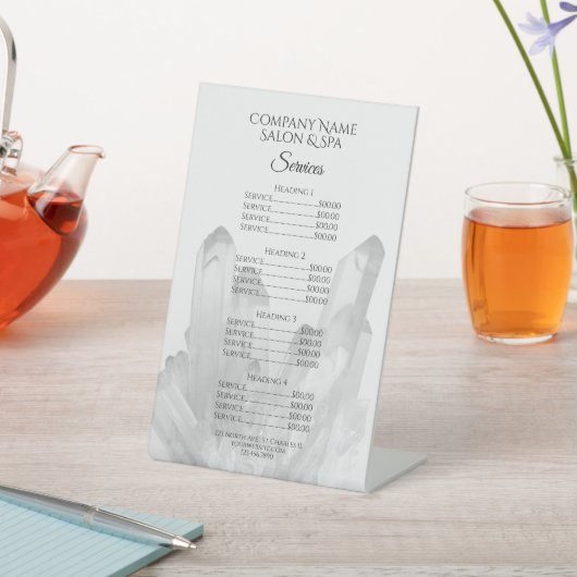 クリスタルスパサロンサービスメニュー 台座サイン (インサイチュ)