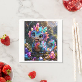 クリスタルスプラウト – かわいいクリスタルドラゴンのファンタジーアート スタンダードカクテルナプキン