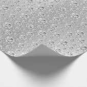 クリスタルダイヤモンドホワイトグレー銀金属ブライダル ラッピングペーパー (角)