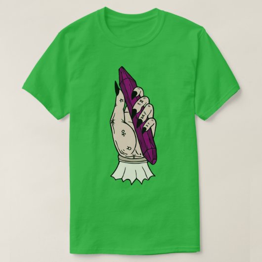 クリスタルダークアーツの錬金術の手異教の Tシャツ (デザイン正面)