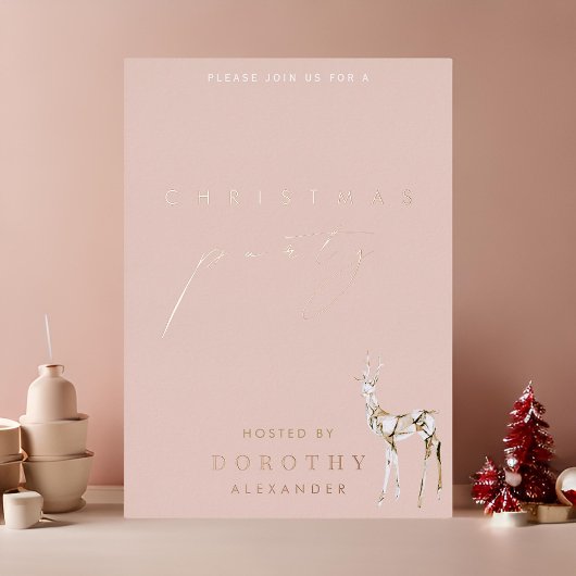 クリスタルトナディアフォイルクリスマスパーティの招待状 箔シーズンカード