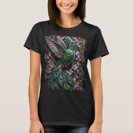 クリスタルハチドリクジャクモザイクデザイン Tシャツ