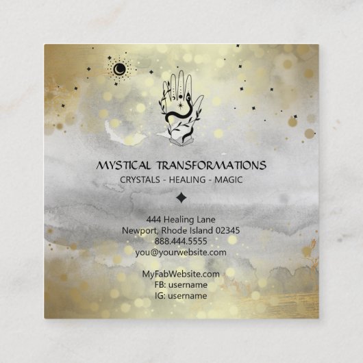 *~*クリスタルハンドスネークムーン魔法ボホグレイ スクエア名刺 (裏面)
