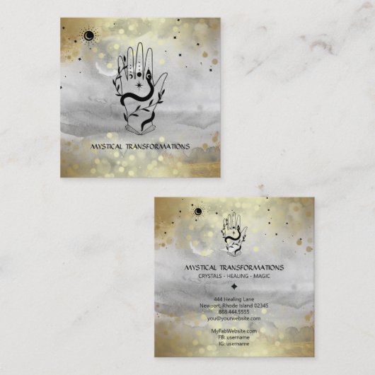 *~*クリスタルハンドスネークムーン魔法ボホグレイ スクエア名刺 (正面/裏面)