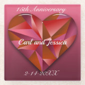 クリスタルハート15周年記念 ガラスコースター (正面)