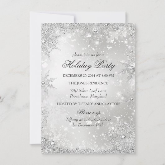 クリスタルバウブル&スノーフレーククリスマスホリデーパーティー 招待状 (裏面)