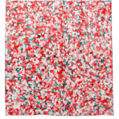 クリスタルパターン – 白い赤い緑 シャワーカーテン (正面)