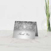クリスタルパール スノーフレーク シルバー ありがとうカード サンキューカード (正面)