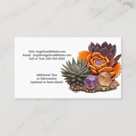 クリスタルヒーラーエネルギー労働者の多肉結晶 名刺 (裏面)