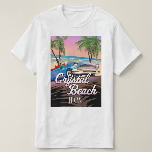 クリスタルビーチ テキサス トラベルポスター Tシャツ (デザイン正面)