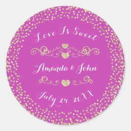 クリスタルピンクのハートは日付を保存する愛は甘い ラウンドシール