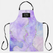 クリスタルピンクグリッター美容師サロンモノグラム エプロン (正面)