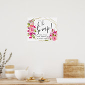 クリスタルピンクピーチああ結婚スナップのサインのハッシュタグ ポスター (キッチン)