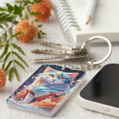 クリスタルファンタジーの猫アートワーク キーホルダー (正面右)