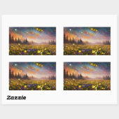 クリスタルフィールドと星空 長方形シール (シート)