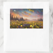 クリスタルフィールドと星空 長方形シール (バッグ)