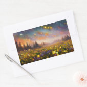 クリスタルフィールドと星空 長方形シール (封筒)