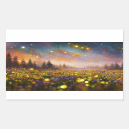 クリスタルフィールドと星空 長方形シール