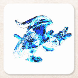 クリスタルフロスト翼竜ファンタジーアートワーク スクエアペーパーコースター