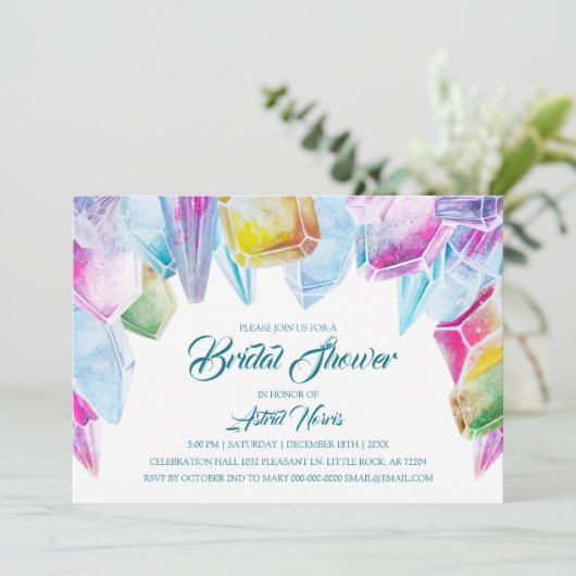 クリスタルブライドレインボーウォーターカラージェムブライダルシャワー 招待状 (スタンド正面)