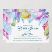 クリスタルブライドレインボーウォーターカラージェムブライダルシャワー 招待状 (正面/裏面)