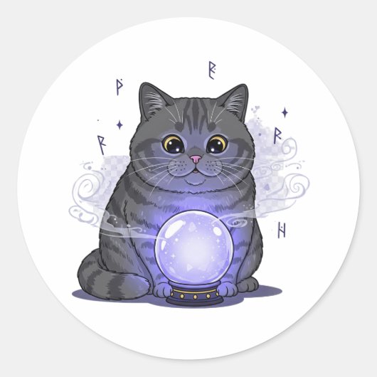 クリスタルブリット – ブリティッシュショートヘア猫ハロウィーン ラウンドシール (正面)