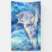 クリスタルブルーの猫の幻想バナー 横断幕 (縦)