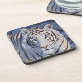 クリスタルブルーの目を持つ美しいホワイトタイガー コースター (左側)