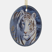 クリスタルブルーの目を持つ美しいホワイトタイガー セラミックオーナメント (右)