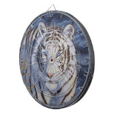 クリスタルブルーの目を持つ美しいホワイトタイガー ダーツボード (正面右)