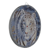 クリスタルブルーの目を持つ美しいホワイトタイガー ダーツボード (正面左)