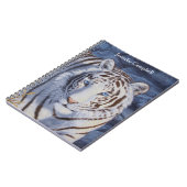 クリスタルブルーの目を持つ美しいホワイトタイガー ノートブック (左側)