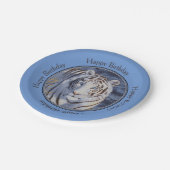 クリスタルブルーの目を持つ美しいホワイトタイガー ペーパープレート (アングル)